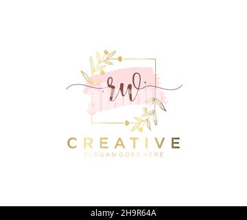 RW feminine logo. Usable for Nature, Salon, Spa, Cosmetic and Beauty Logos. Flat Vector Logo Design Template Element. Stock Vector