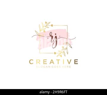 RJ feminine logo. Usable for Nature, Salon, Spa, Cosmetic and Beauty Logos. Flat Vector Logo Design Template Element. Stock Vector