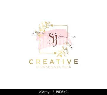 SJ feminine logo. Usable for Nature, Salon, Spa, Cosmetic and Beauty Logos. Flat Vector Logo Design Template Element. Stock Vector