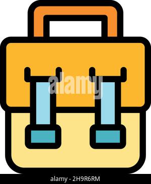 Men laptop bag icon. Outline men laptop bag vector icon color flat isolated Stock Vector