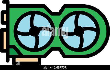 Card gpu icon. Outline card gpu vector icon color flat isolated Stock Vector