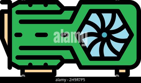 Gpu display card icon. Outline gpu display card vector icon color flat isolated Stock Vector