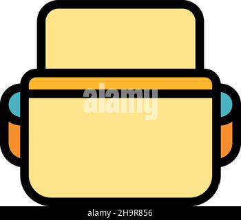Fashionable bag flat line color isolated vector object. Designer