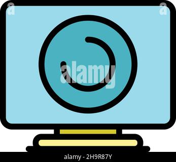 Loading monitor icon. Outline loading monitor vector icon color flat isolated Stock Vector