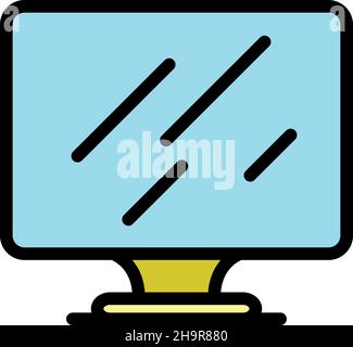 New monitor icon. Outline new monitor vector icon color flat isolated Stock Vector