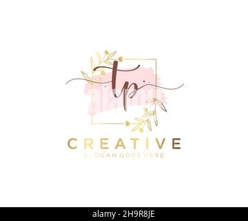 TP feminine logo. Usable for Nature, Salon, Spa, Cosmetic and Beauty Logos. Flat Vector Logo Design Template Element. Stock Vector