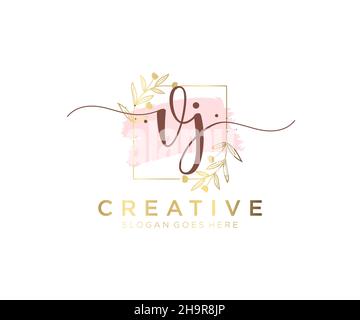 VJ feminine logo. Usable for Nature, Salon, Spa, Cosmetic and Beauty Logos. Flat Vector Logo Design Template Element. Stock Vector