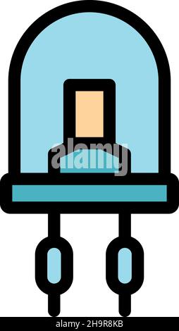Current diode icon. Outline current diode vector icon color flat isolated Stock Vector