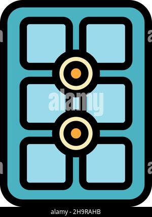 Ice tray icon. Outline ice tray vector icon color flat isolated Stock Vector