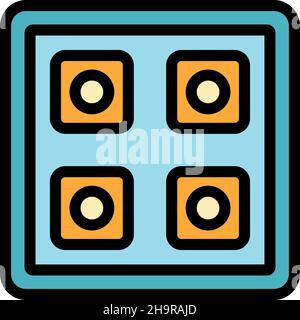 Plastic ice tray icon. Outline plastic ice tray vector icon color flat isolated Stock Vector