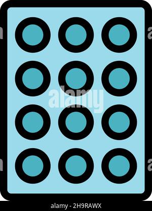 Drink ice tray icon. Outline drink ice tray vector icon color flat isolated Stock Vector