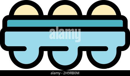 Ice cube tray icon. Outline ice cube tray vector icon color flat isolated Stock Vector