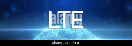 4G LTE network banner background, modern global communication system, wireless mobile internet Stock Photo