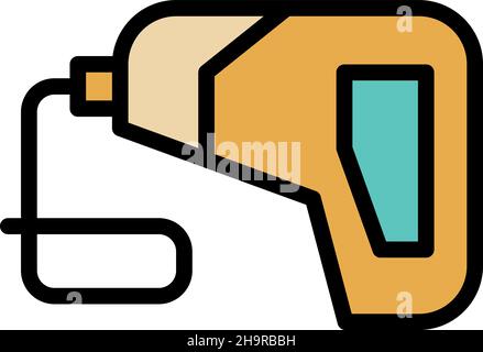 Retractable pet leash icon. Outline retractable pet leash vector icon color flat isolated Stock Vector