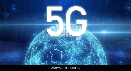 Concept of future technology 5G network, wireless systems and internet of things. Business, modern global connection Stock Photo