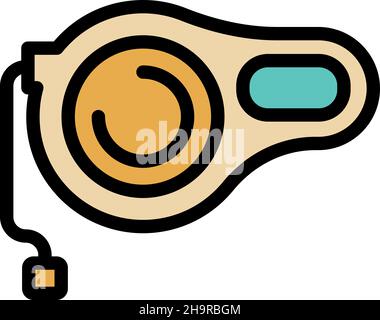 Retractable cat leash icon. Outline retractable cat leash vector icon color flat isolated Stock Vector