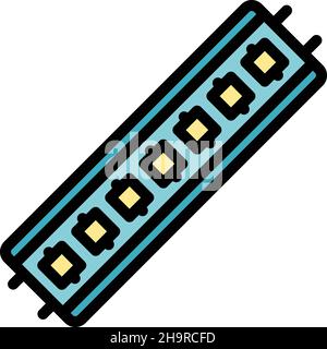 Led strip chip icon. Outline led strip chip vector icon color flat isolated Stock Vector