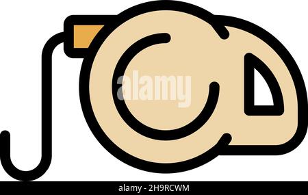 Retractable cord leash icon. Outline retractable cord leash vector icon color flat isolated Stock Vector