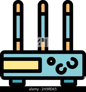 Modem icon. Outline modem vector icon color flat isolated Stock Vector