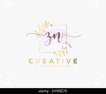 ZN feminine logo. Usable for Nature, Salon, Spa, Cosmetic and Beauty Logos. Flat Vector Logo Design Template Element. Stock Vector