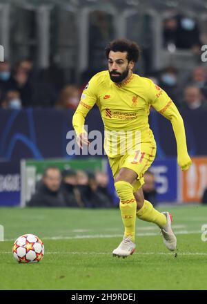 Milan, Italy, 7th December 2021. Mohamed Salah of Liverpool during the UEFA Champions League match at Giuseppe Meazza, Milan. Picture credit should read: Jonathan Moscrop / Sportimage Credit: Sportimage/Alamy Live News