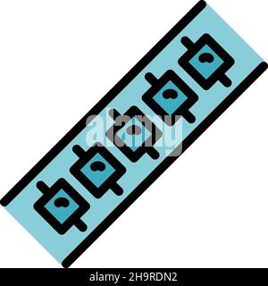 Led strip tape icon. Outline led strip tape vector icon color flat isolated Stock Vector