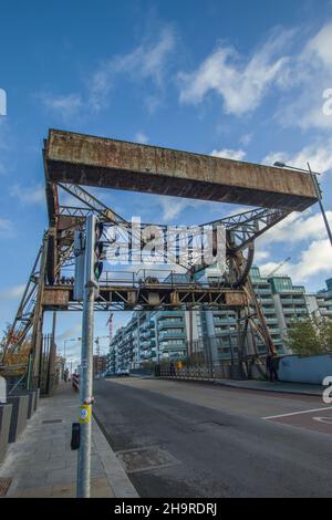 Docklands, Royal Canal area, River Shannon, docks and locks at Royal Canal, Royal Canal waterway, old engineering marvel, urban and streets photograph Stock Photo