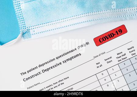 Depression Risk Questionnaire The patient depression questionnaire (PHQ-9) form for COVID-19 and ...