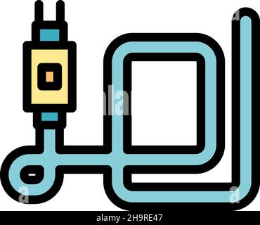 Led strip plug icon. Outline led strip plug vector icon color flat isolated Stock Vector