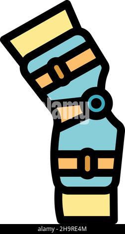 Knee support belt icon. Outline knee support belt vector icon color flat isolated Stock Vector