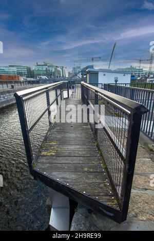 Docklands, Royal Canal area, River Shannon, docks and locks at Royal Canal, Royal Canal waterway, old engineering marvel, urban and streets photograph Stock Photo