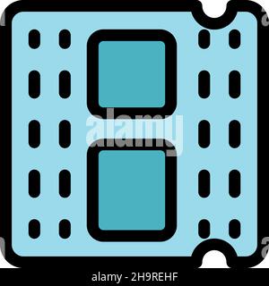 Pc processor icon. Outline pc processor vector icon color flat isolated Stock Vector