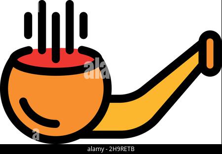 Equipment smoking pipe icon. Outline equipment smoking pipe vector icon color flat isolated Stock Vector
