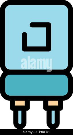 Capacitor for electronic icon. Outline capacitor for electronic vector icon thin line color flat on white Stock Vector