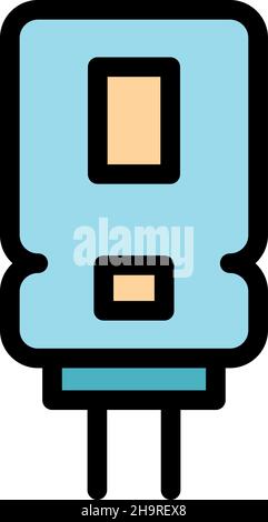 Aluminum capacitor icon. Outline aluminum capacitor vector icon color flat isolated Stock Vector