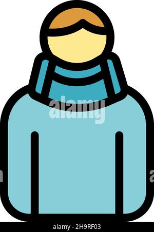 Neck bandage icon. Outline neck bandage vector icon color flat isolated Stock Vector