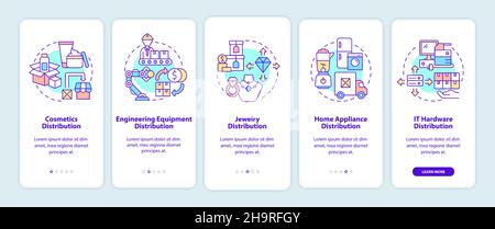 Choosing goods for distribution tips onboarding mobile app page screen Stock Vector