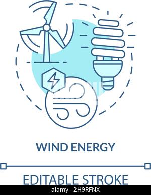 Wind energy turquoise blue concept icon Stock Vector