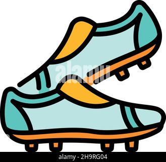 Athlete footbal boots icon. Outline athlete footbal boots vector icon color flat isolated Stock Vector