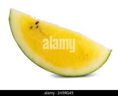 Yellow watermelon isolated on white background. Clipping path Stock Photo