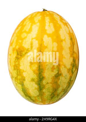 Yellow watermelon isolated on white background. Clipping path Stock Photo