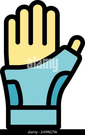 Finger bandage icon. Outline finger bandage vector icon color flat isolated Stock Vector