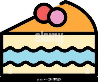 Piece cake icon. Outline piece cake vector icon color flat isolated Stock Vector