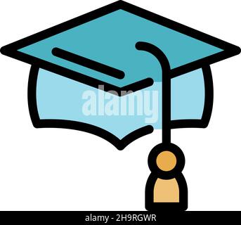 Textile graduation hat icon. Outline textile graduation hat vector icon color flat isolated Stock Vector