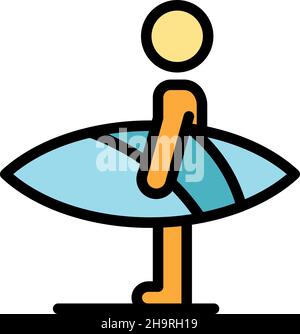 Go sup surfing icon. Outline go sup surfing vector icon color flat isolated Stock Vector
