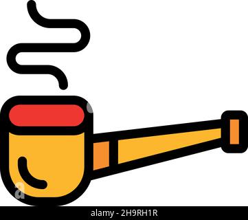 Luxury smoking pipe icon. Outline luxury smoking pipe vector icon color flat isolated Stock Vector