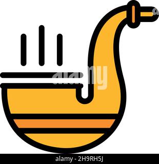 Vintage smoking pipe icon. Outline vintage smoking pipe vector icon color flat isolated Stock Vector