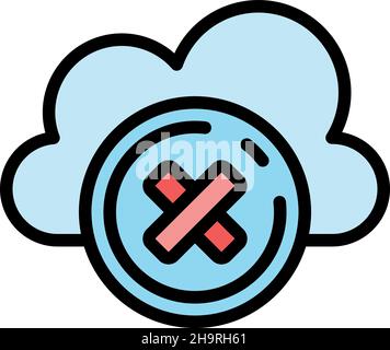 Rejected data cloud icon. Outline rejected data cloud vector icon color flat isolated Stock Vector