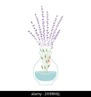 Beautiful blooming composition with leaves and stem isolated on white. Flowering plants and herbs. Stock Vector