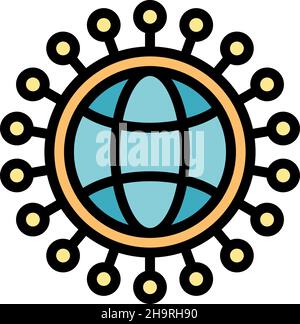 Diverse global network icon. Outline diverse global network vector icon color flat isolated Stock Vector